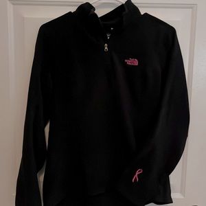 The Northface Women’s 1/4 zip pullover black fleece Breast Cancer Awareness